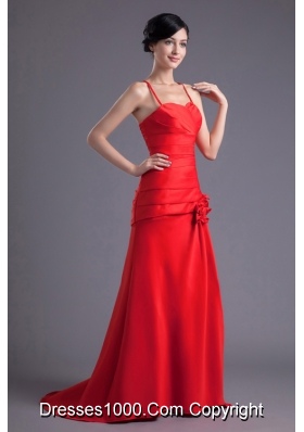 Red Prom Evening Dress with Sweetheart and Spaghetti Straps
