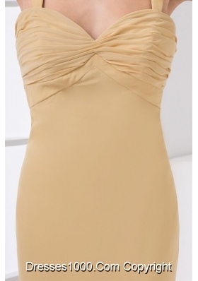 Pretty Champagne Chiffon Formal Evening Dress With Brush Train