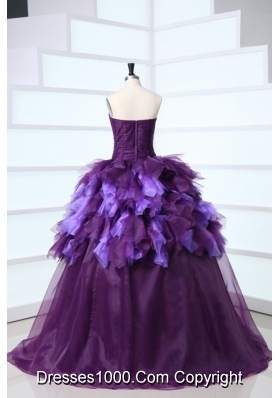 Unique Sweetheart Beading and Ruffles Sweep Train Quinceanera Dress