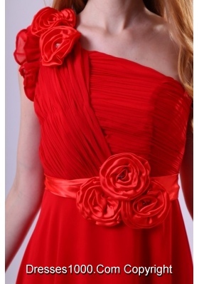 Brand New Style Red Empire One Shoulder Chiffon Prom Dress