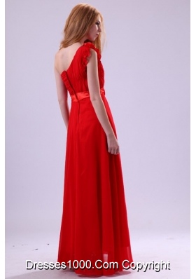 Brand New Style Red Empire One Shoulder Chiffon Prom Dress