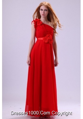 Brand New Style Red Empire One Shoulder Chiffon Prom Dress