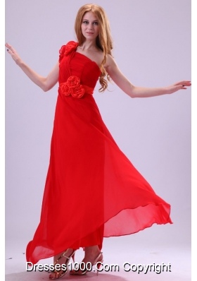 Brand New Style Red Empire One Shoulder Chiffon Prom Dress