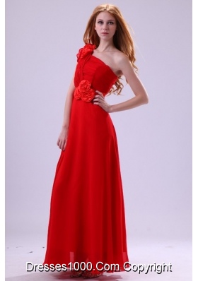 Brand New Style Red Empire One Shoulder Chiffon Prom Dress