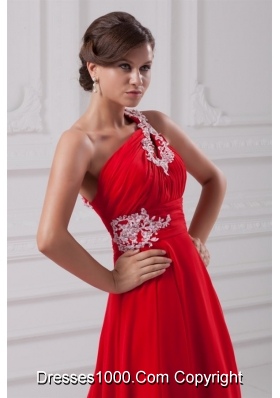 Elegant One Shoulder With Appliques Court Train Prom Dress