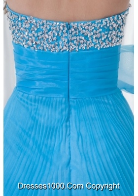 Elegant Empire Strapless Aqua Blue Long Prom Evening Dress