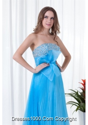 Elegant Empire Strapless Aqua Blue Long Prom Evening Dress