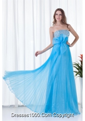 Elegant Empire Strapless Aqua Blue Long Prom Evening Dress