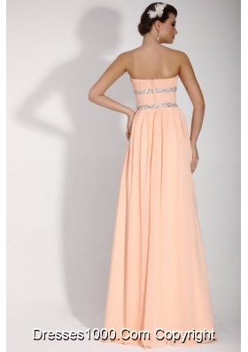 Elegant Champagne Chiffon Floor-length Prom Dress with Beading