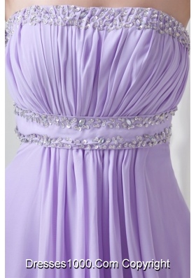 Elegant Lavender Empire Strapless Prom Dress With Court Train