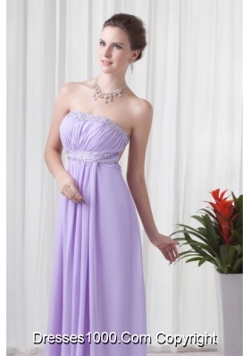 Elegant Lavender Empire Strapless Prom Dress With Court Train