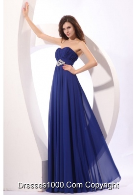 Elegant Royal Blue Empire Sweetheart Beading Chiffon Prom Dress