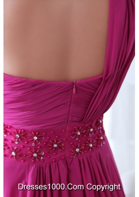 Gorgeous Fuchsia Chiffon One Shoulder Prom Dresses with Ruching