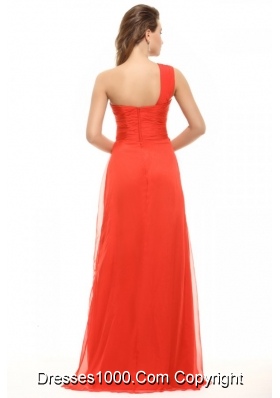 Low Price One Shoulder Empire Orange Red Prom Dress with Ruche