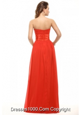 Wonderful Empire Orange Red Strapless Ruching Prom Gown Dress