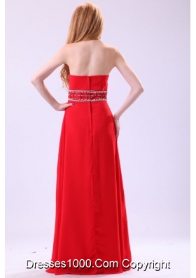 Beautiful Strapless Empire Red Floor-length Prom Evening Dress