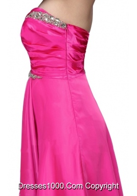 Hot Pink Empire Sweetheart Beading and Ruching Chiffon Prom Dress