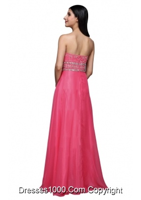 Hot Pink Empire Sweetheart Chiffon Beading and Ruching Prom Dress