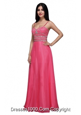 Hot Pink Empire Sweetheart Chiffon Beading and Ruching Prom Dress