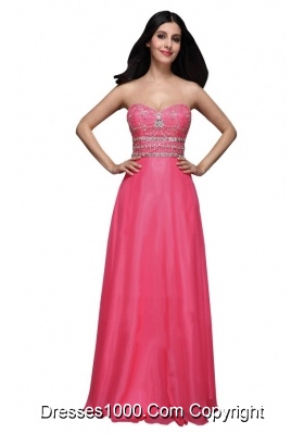 Hot Pink Empire Sweetheart Chiffon Beading and Ruching Prom Dress