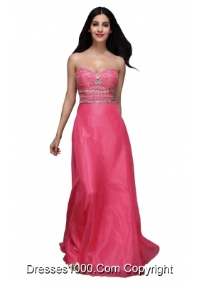 Hot Pink Empire Sweetheart Chiffon Beading and Ruching Prom Dress