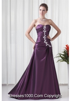 Elegant Empire Sweetheart Purple Appliques Formal Prom Dress