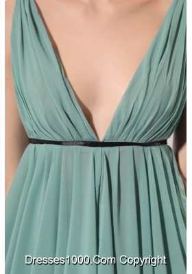 Sexy Empire V-neck Floor-length Ruching Chiffon Prom Dress