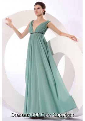 Sexy Empire V-neck Floor-length Ruching Chiffon Prom Dress