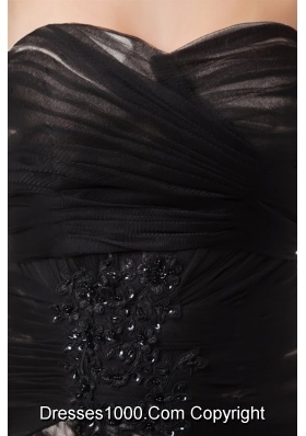 Graceful Formal Empire Sweetheart Black Tulle Ruching Prom Dress