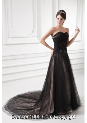 Graceful Formal Empire Sweetheart Black Tulle Ruching Prom Dress