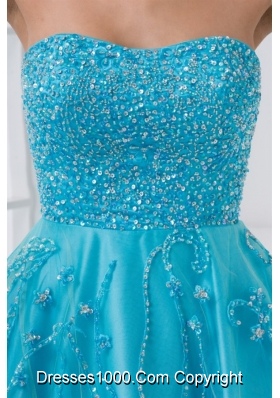 Gorgeous Princess Aqua Blue Floor Length Prom Gown Dress