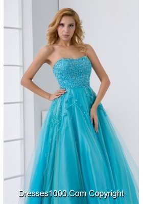 Gorgeous Princess Aqua Blue Floor Length Prom Gown Dress