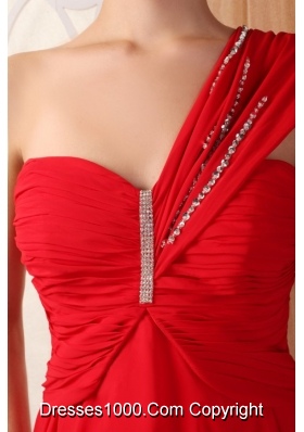 Affordable Summer One Shoulder Empire Red Knee-length Prom Dress