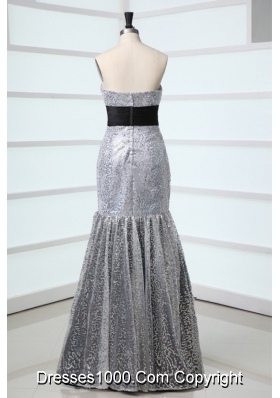 Most Beautiful Grey Mermaid Sweetheart Sequins Fitted Prom Dress