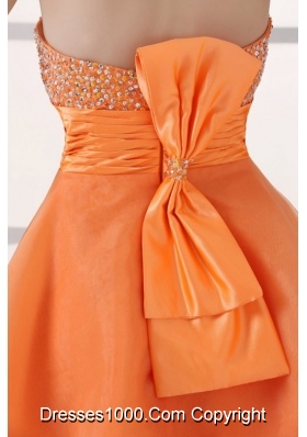 Orange Mini-length Sweetheart Beaded Short Prom Cocktail Dress