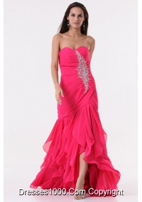 Discount Sweetheart High-low Prom Dress with Beading and Ruffles