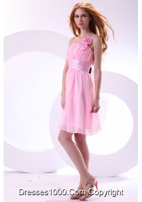 Pretty Baby Pink One Shoulder Knee-length Prom Dress For Girls