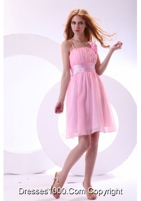 Pretty Baby Pink One Shoulder Knee-length Prom Dress For Girls