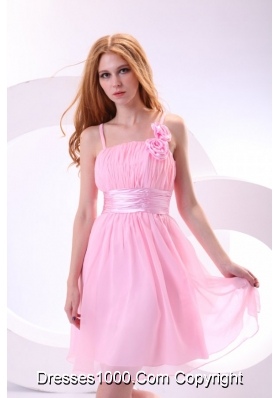 Pretty Straps Pink High-low Prom Dress with Ruching