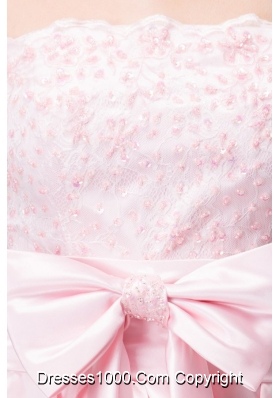 Pretty Baby Pink Empire Strapless Prom Gown Dress For Girls