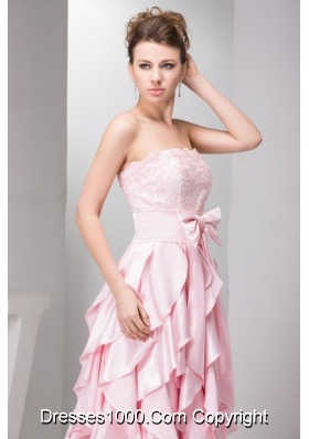 Pretty Baby Pink Empire Strapless Prom Gown Dress For Girls