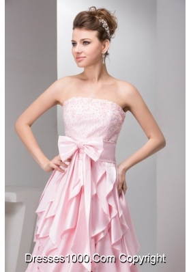 Pretty Baby Pink Empire Strapless Prom Gown Dress For Girls