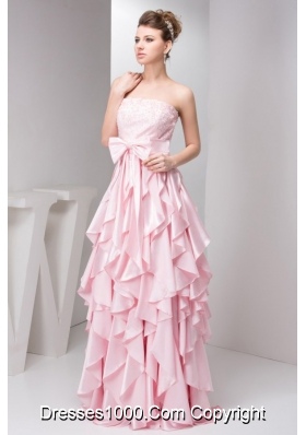 Pretty Baby Pink Empire Strapless Prom Gown Dress For Girls