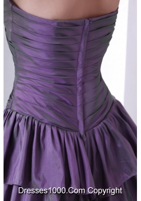 Lovely Purple Sweetheart Knee-length Prom Dress with Multi Layers