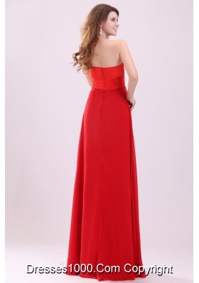 Red Empire Sweetheart Beading Floor length Chiffon Prom Dress