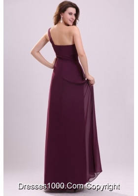 Purple One Shoulder Simple Empire Formal Prom Evening Dress