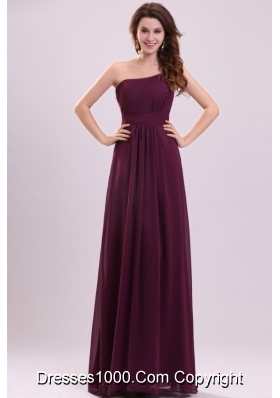 Purple One Shoulder Simple Empire Formal Prom Evening Dress