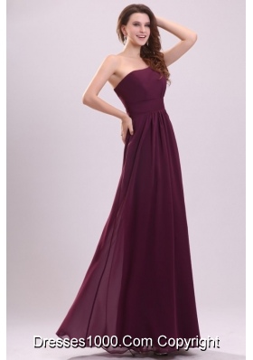 Purple One Shoulder Simple Empire Formal Prom Evening Dress