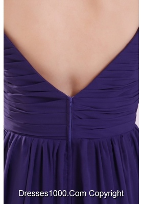 Sexy Purple Empire V-neck Ruching Floor-length Chiffon Prom Dress