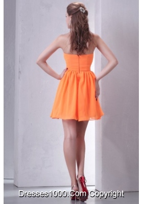 Sweet Orange Empire Mini-length Beading Decorated Prom Dress